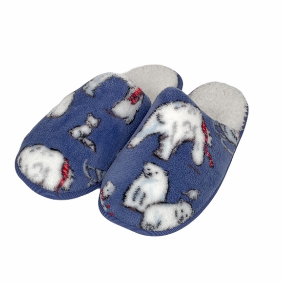 Vera Bradley Beary Merry Slippers Blue, Medium 7-8